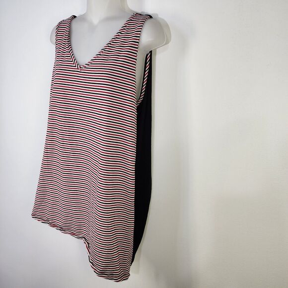 Susan Graver Top Womens Large Striped Stretch Cotton Modal Reversible Sleeveless - Picture 5 of 9